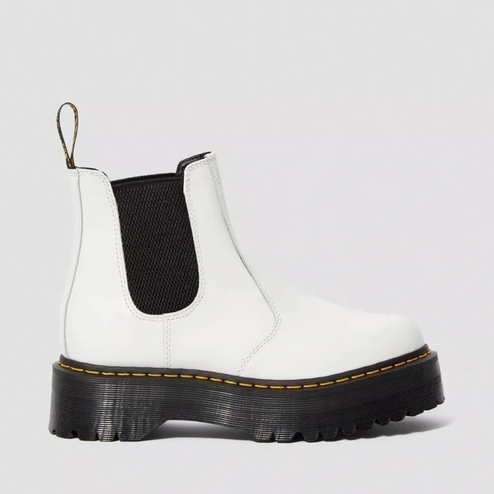 Dr Martens 2976 Platform Leather Chelsea Boot White - 7